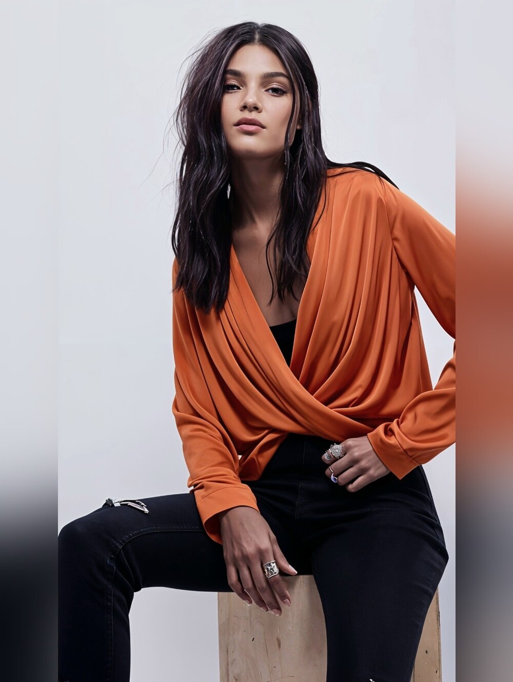 NWT Abercrombie & Fitch Burnt Orange Draped  Wrap Front Blouse